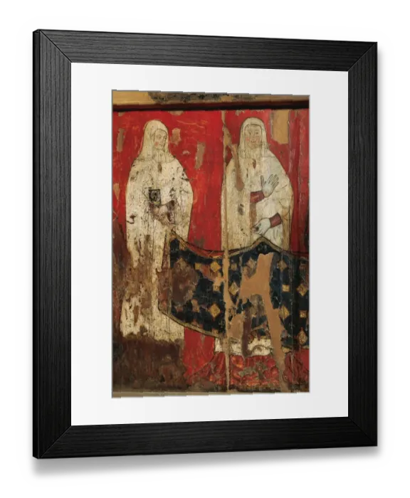 Framed Print : Linear Gothic. Spain. 14th century. Prioress asisted by a nu Framed Print : Linear Gothic. Spain. 14th century. Prioress asisted by a nu