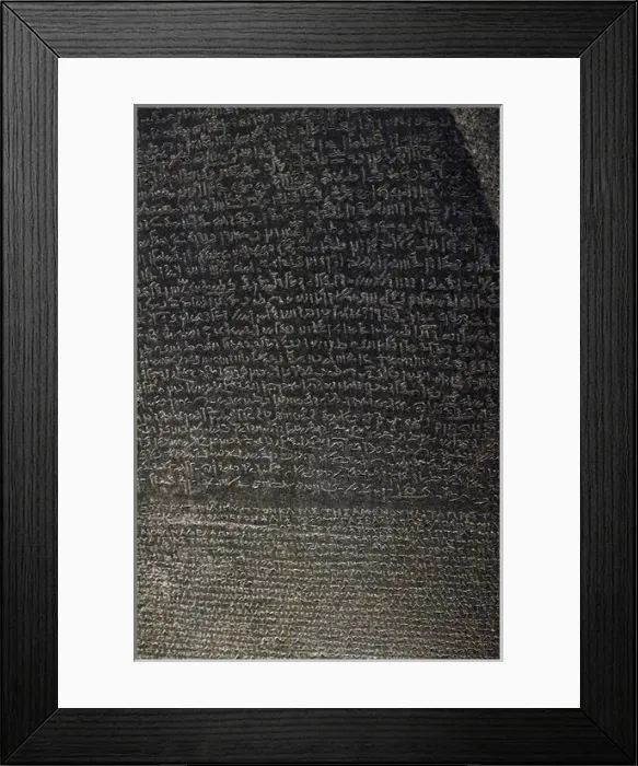 Framed Print : The Rosetta Stone. Demotic and Greek scripture Framed Print : The Rosetta Stone. Demotic and Greek scripture