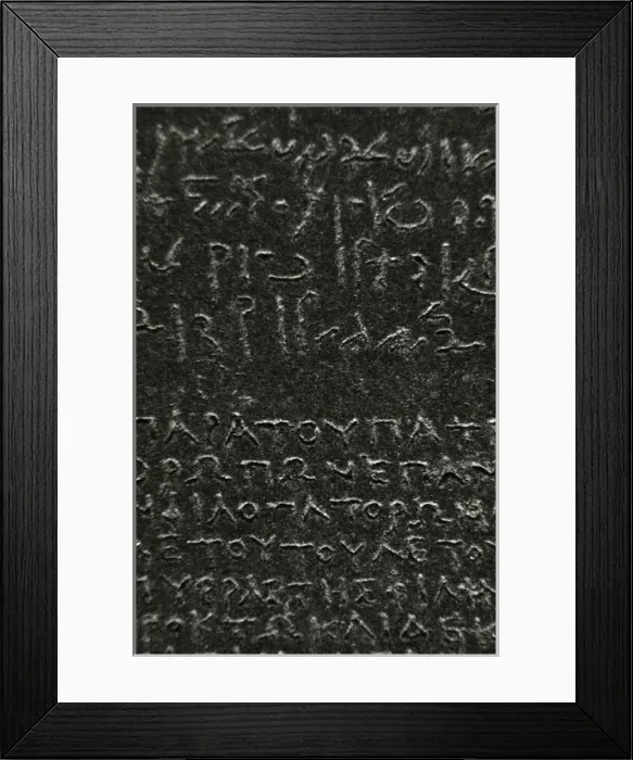 Framed Print : The Rosetta Stone. Hieroglyphical and demotic scripture Framed Print : The Rosetta Stone. Hieroglyphical and demotic scripture