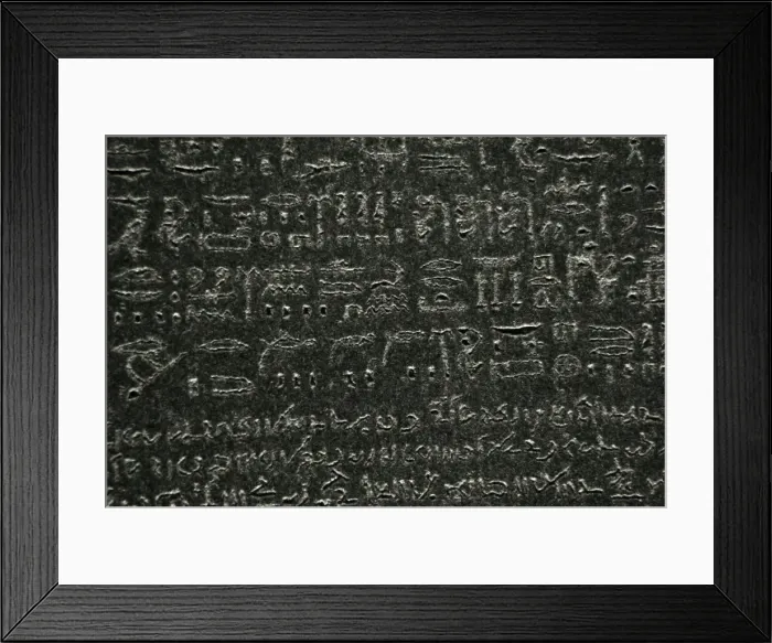 Framed Print : The Rosetta Stone. Hieroglyphical and demotic scripture Framed Print : The Rosetta Stone. Hieroglyphical and demotic scripture