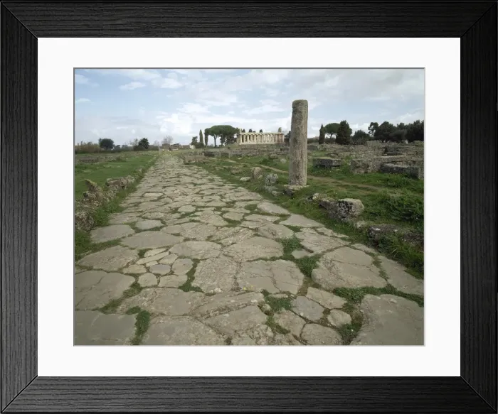 Framed Print : Paestum. Roman road and Temple of Athena Framed Print : Paestum. Roman road and Temple of Athena