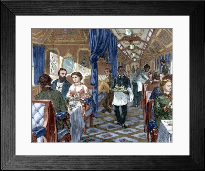 Framed Print : Union Pacific Company. First-class dining car. USA Framed Print : Union Pacific Company. First-class dining car. USA