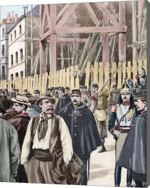 Labor movement. Strike in Paris protected by the army. 19th