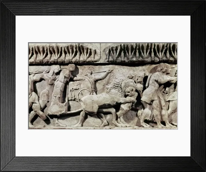 Framed Print : Treasury of Siphnos (525 B. C. ). Gigantomachy. North frieze Framed Print : Treasury of Siphnos (525 B. C. ). Gigantomachy. North frieze
