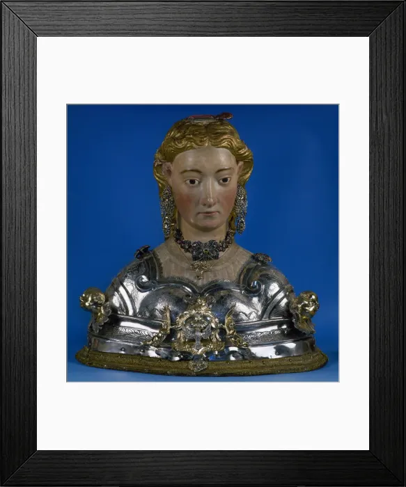 Framed Print : Spain. Catalonia. Santa Coloma de Queralt. Bust reliquary of Framed Print : Spain. Catalonia. Santa Coloma de Queralt. Bust reliquary of