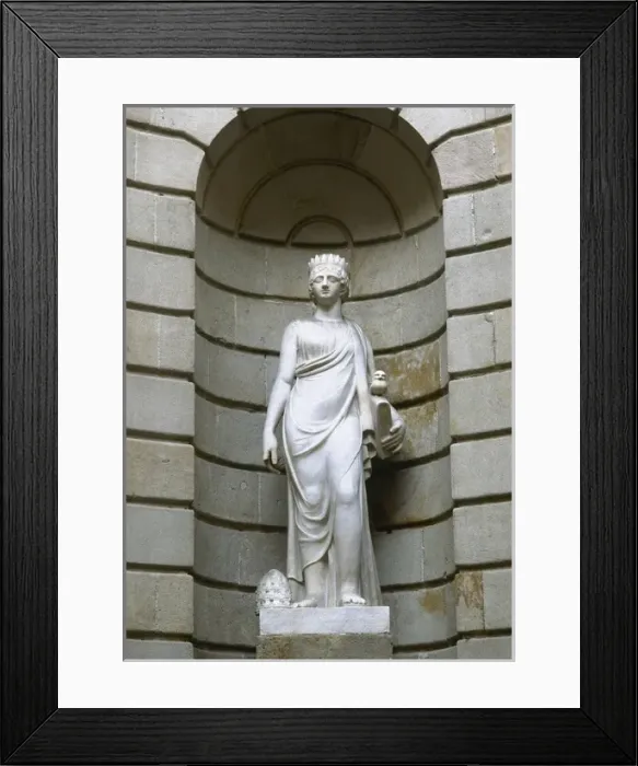 Framed Print : Spain. Barcelona. Statue of the Llotja representing Europe w Framed Print : Spain. Barcelona. Statue of the Llotja representing Europe w
