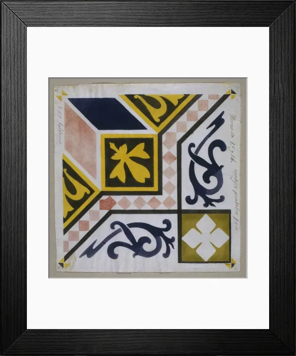 Framed Print : Catalan Modernism. Original desing of tile for the decoratio Framed Print : Catalan Modernism. Original desing of tile for the decoratio