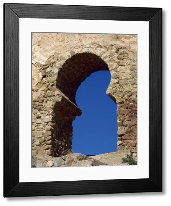 Framed Print : Horseshoe arch of the gateway to the castle of Clavijo. La R Framed Print : Horseshoe arch of the gateway to the castle of Clavijo. La R