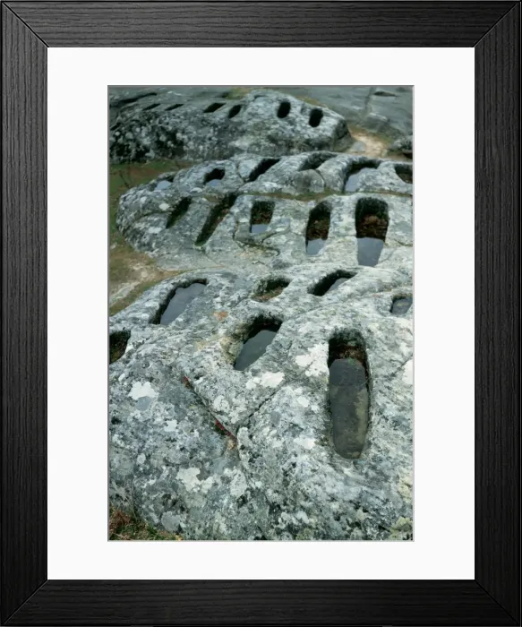 Framed Print : Anthropomorphic tombs. Necropolis of Revenga. Quintanar de l Framed Print : Anthropomorphic tombs. Necropolis of Revenga. Quintanar de l