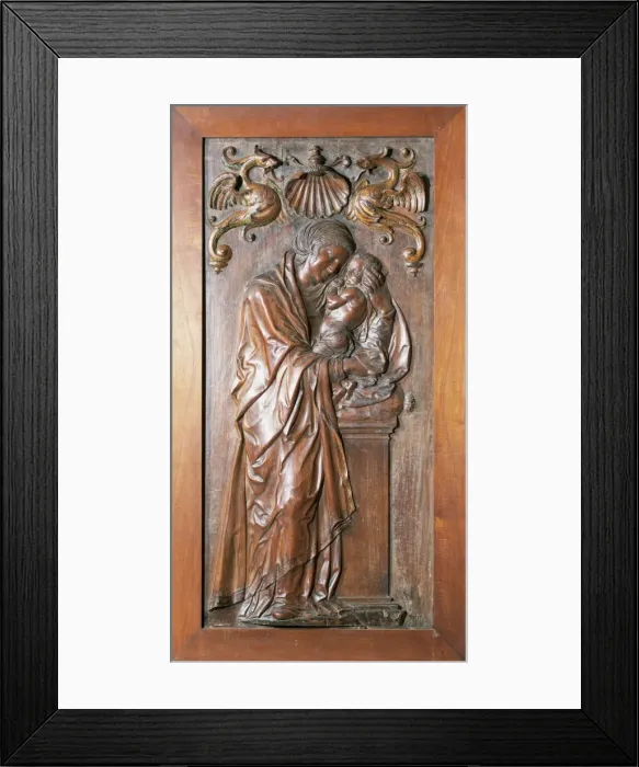 Framed Print : Wooden relief of Virgin with Infant by Diego Siloe. 1544 Framed Print : Wooden relief of Virgin with Infant by Diego Siloe. 1544
