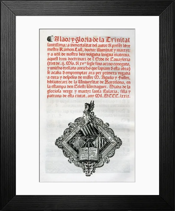 Framed Print : Book of cavalry by Ramon Llull (1235-1316) Framed Print : Book of cavalry by Ramon Llull (1235-1316)