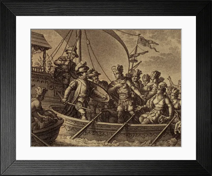 Framed Print : Conquest of Mexico. Capture of Cuauhtemoc. Engraving Framed Print : Conquest of Mexico. Capture of Cuauhtemoc. Engraving