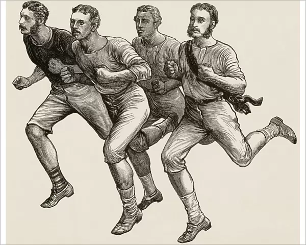 Athletics. Race. Early twentieth century. Engraving