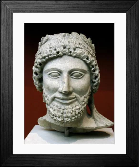 Framed Print : Head of a bearded man with laurel wreath. 475-450 BC. Cyprio Framed Print : Head of a bearded man with laurel wreath. 475-450 BC. Cyprio