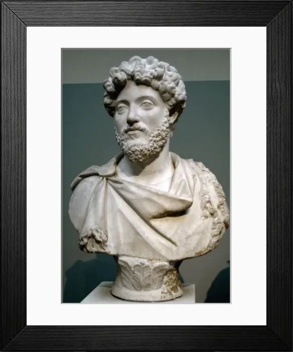 Framed Print : Marcus Aurelius (121-180 AD). Roman emperor (161-180). Bust Framed Print : Marcus Aurelius (121-180 AD). Roman emperor (161-180). Bust