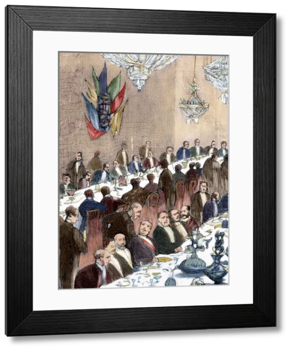 Framed Print : Banquet. Engraving. 20th century Framed Print : Banquet. Engraving. 20th century