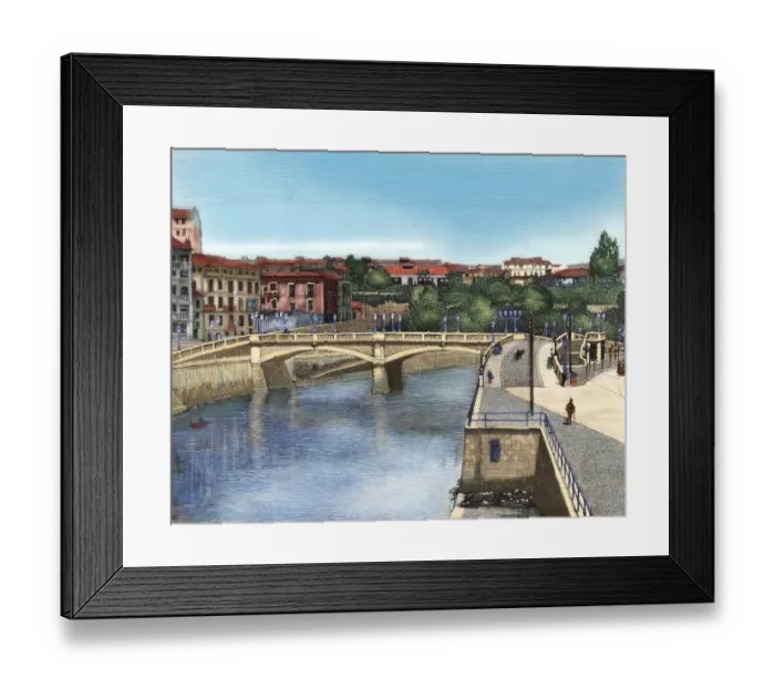 Framed Print : Spain. Basque Country. Bilbao. Bridge of Merced over the est Framed Print : Spain. Basque Country. Bilbao. Bridge of Merced over the est