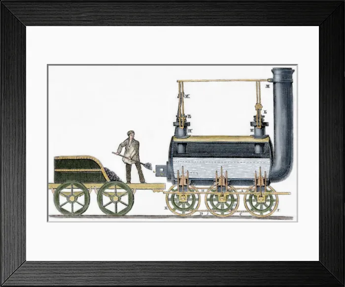 Framed Print : Locomotive designed in 1814 by British engineer and inventor Framed Print : Locomotive designed in 1814 by British engineer and inventor