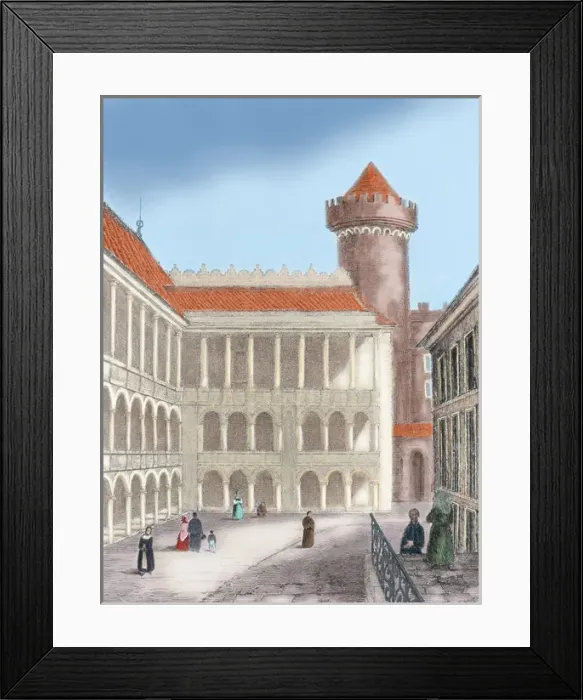 Framed Print : Krakow. Wawel Royal Castle. Colored engraving Framed Print : Krakow. Wawel Royal Castle. Colored engraving