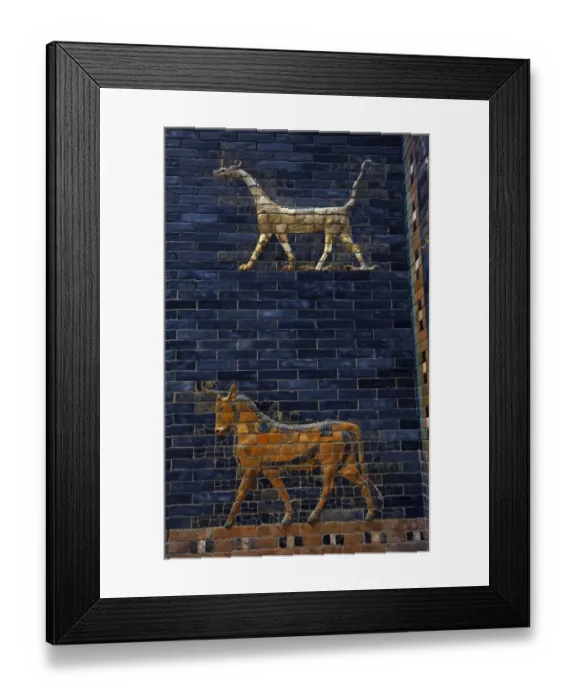 Framed Print : Mesopotamian art. Neo-Babylonian. Ishtar Gate. Dragon and au Framed Print : Mesopotamian art. Neo-Babylonian. Ishtar Gate. Dragon and au