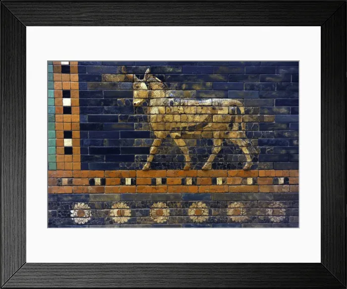 Framed Print : Mesopotamian art. Neo-Babylonian. Ishtar Gate. Aurochs. Perg Framed Print : Mesopotamian art. Neo-Babylonian. Ishtar Gate. Aurochs. Perg
