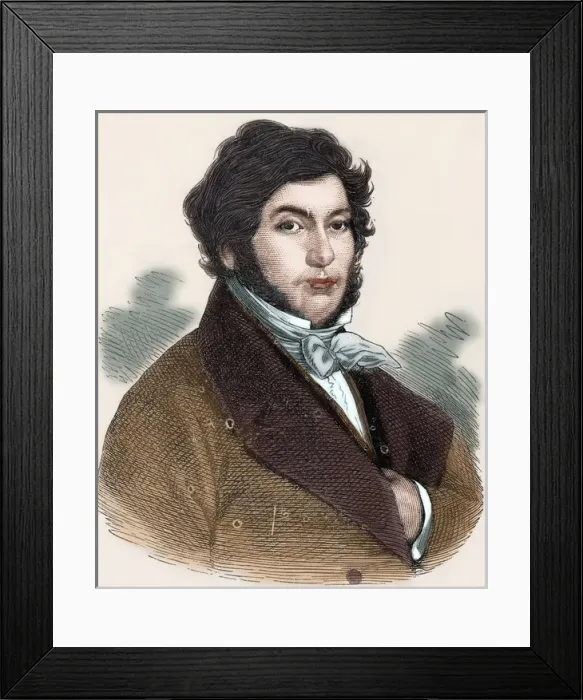 Framed Print : Jean-Fran?߯is Champollion (1790-1832). Portrait. Colored e Framed Print : Jean-Fran?߯is Champollion (1790-1832). Portrait. Colored e