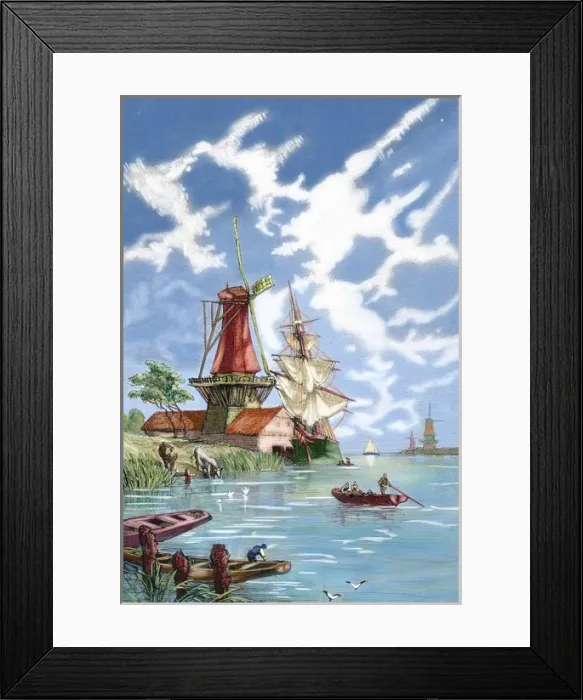Framed Print : Holland. 19th century. Canal Framed Print : Holland. 19th century. Canal
