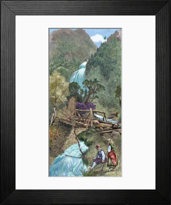 Framed Print : Norway. Fisherman and peasant in the Valley of Eide. Colored Framed Print : Norway. Fisherman and peasant in the Valley of Eide. Colored