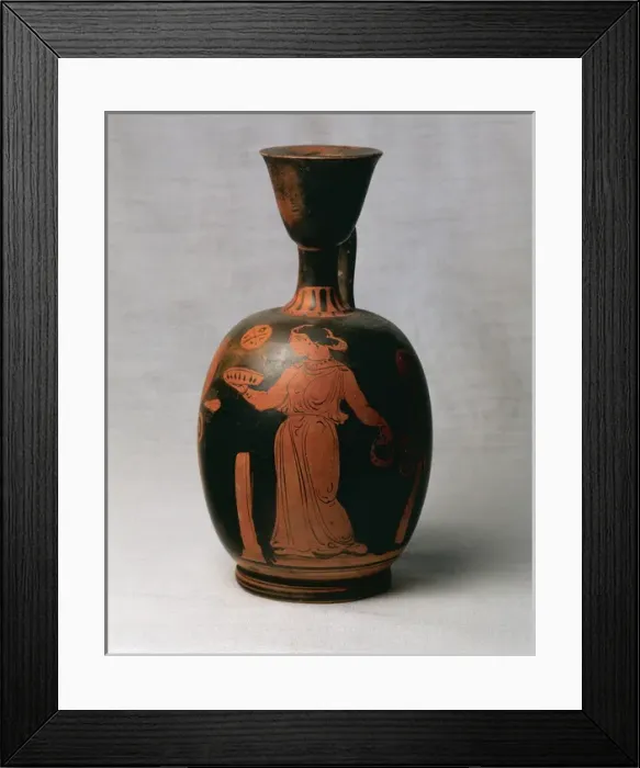 Framed Print : Magna Graecia. Red figure pottery. Lekythus. Decoration. Wom Framed Print : Magna Graecia. Red figure pottery. Lekythus. Decoration. Wom