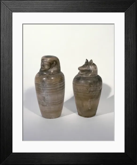 Framed Print : Egyptian Art. Caponic jars. 31st Dynasty. Late Period Framed Print : Egyptian Art. Caponic jars. 31st Dynasty. Late Period