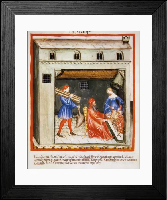 Framed Print : Tacuinum Sanitatis. 14th century. Medieval handbook of healt Framed Print : Tacuinum Sanitatis. 14th century. Medieval handbook of healt