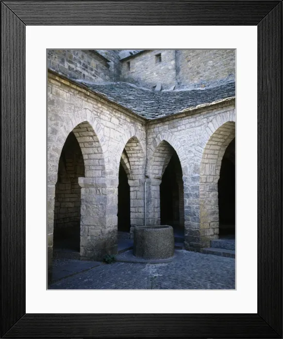 Framed Print : Spain. Aragon. Ainsa. Collegiate of St. Mary. Cloister. Det Framed Print : Spain. Aragon. Ainsa. Collegiate of St. Mary. Cloister. Det