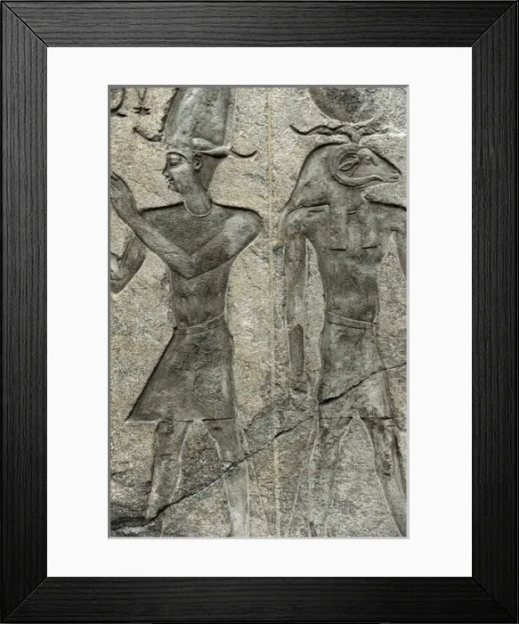 Framed Print : Relief of a king and a ram-headed god. Egypt Framed Print : Relief of a king and a ram-headed god. Egypt