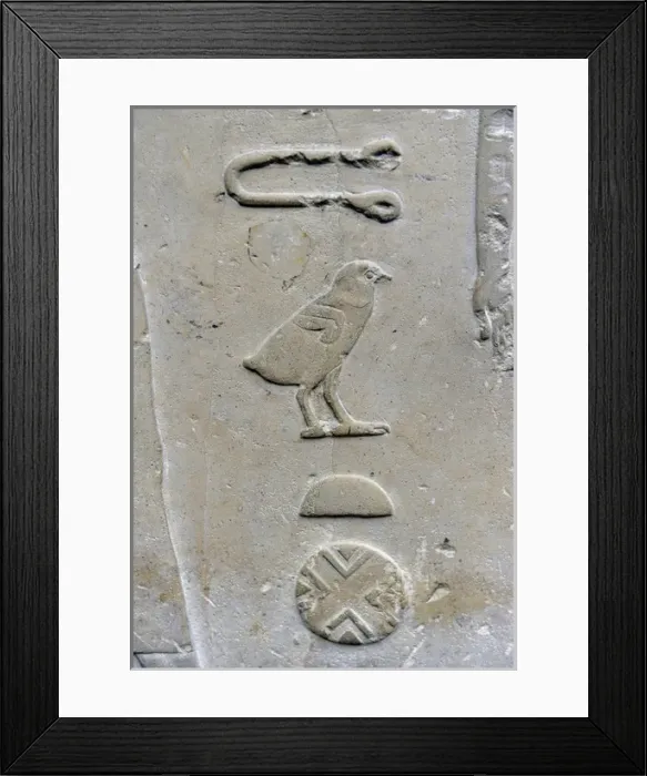 Framed Print : Hieroglyphic writing. Relief detail from the tomb of Princes Framed Print : Hieroglyphic writing. Relief detail from the tomb of Princes