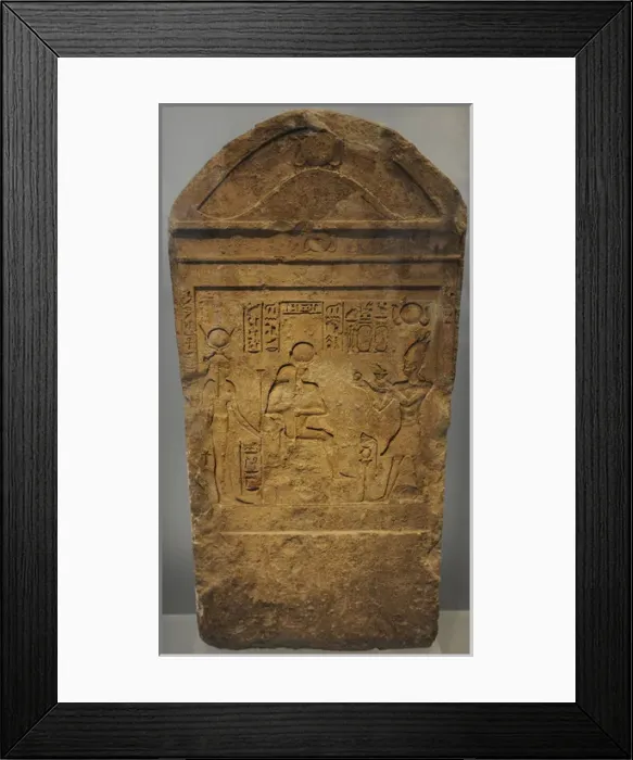 Framed Print : Egyptian Art. Ptolemaic period (332-30 BCE). Stele. King sac Framed Print : Egyptian Art. Ptolemaic period (332-30 BCE). Stele. King sac