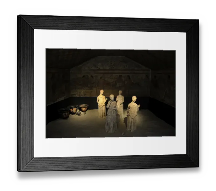 Framed Print : Etruscan. Art. Reconstruction of the Tomb of the Leopards in Framed Print : Etruscan. Art. Reconstruction of the Tomb of the Leopards in