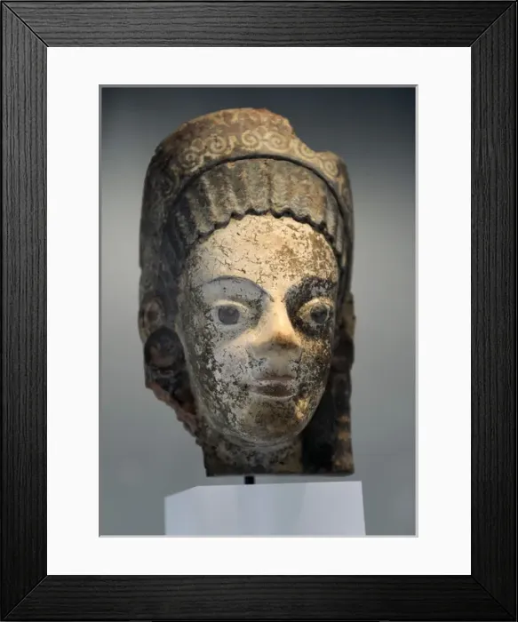 Framed Print : Greek Art. Archaic Period. Head of goddess. Ny Carlsberg Gly Framed Print : Greek Art. Archaic Period. Head of goddess. Ny Carlsberg Gly