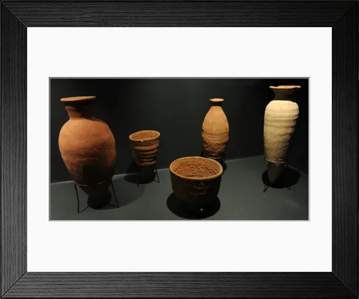 Framed Print : Bottles and bowls. Fired clay. C. 2150-2050 BC. From Sedment Framed Print : Bottles and bowls. Fired clay. C. 2150-2050 BC. From Sedment