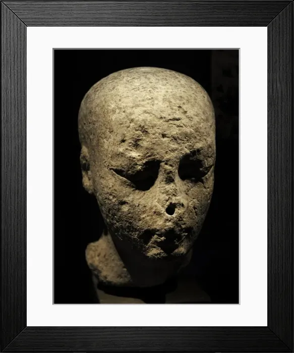 Framed Print : Statue head. Limestone. C. 1390-1352 BC Framed Print : Statue head. Limestone. C. 1390-1352 BC