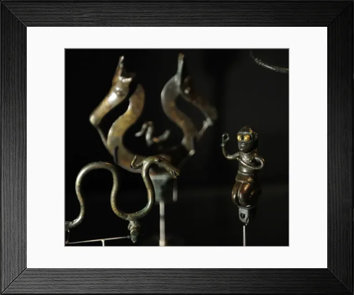 Framed Print : Bronze Age. Several womens ornaments and some bronze figure Framed Print : Bronze Age. Several womens ornaments and some bronze figure
