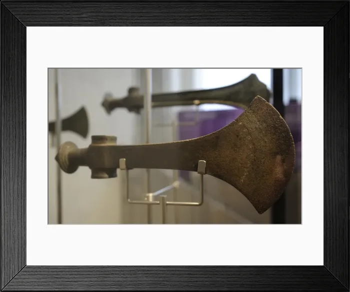 Framed Print : Metal Age. Cult axe from Ormenaes, Funen. 1500-1300 BC. Mus Framed Print : Metal Age. Cult axe from Ormenaes, Funen. 1500-1300 BC. Mus