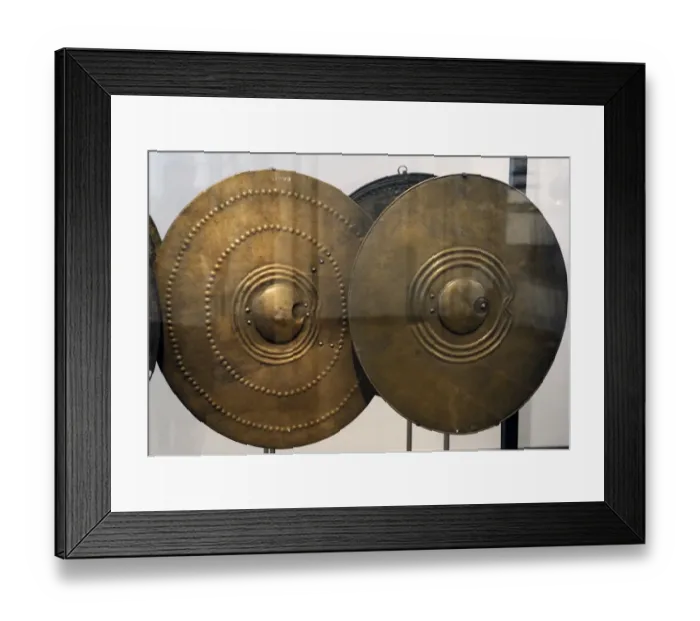 Framed Print : Metal Age. Northern Europe. The round shields. Period 1100-7 Framed Print : Metal Age. Northern Europe. The round shields. Period 1100-7