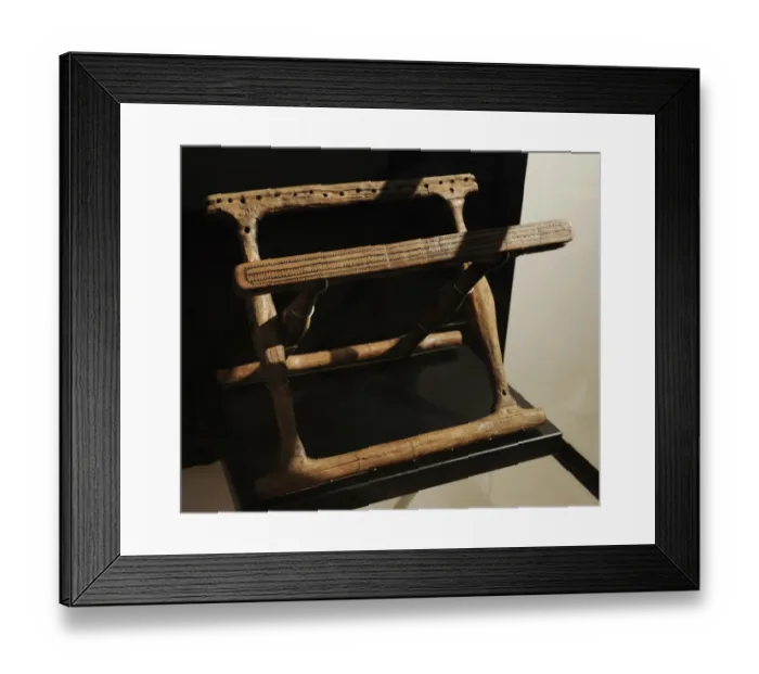 Framed Print : Folding chair in ash wood. Second half of 1400 BC. Bronze Ag Framed Print : Folding chair in ash wood. Second half of 1400 BC. Bronze Ag
