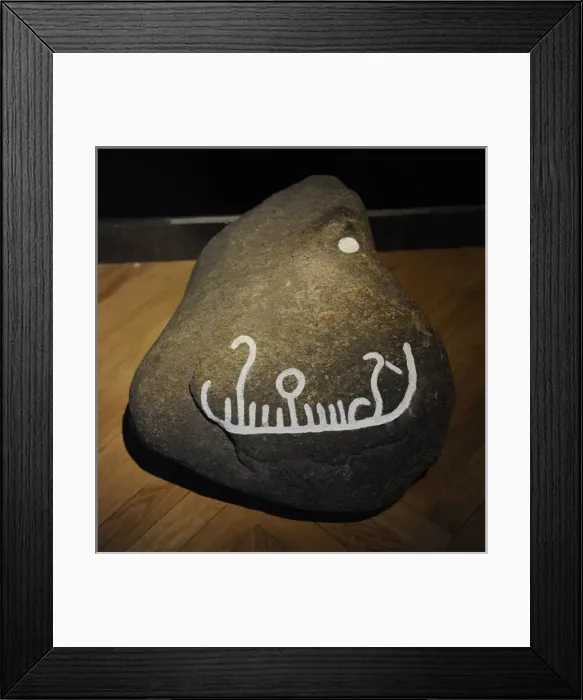 Framed Print : Bronze Age. Rock carving from Jaegersborg Dyrehave north of Framed Print : Bronze Age. Rock carving from Jaegersborg Dyrehave north of