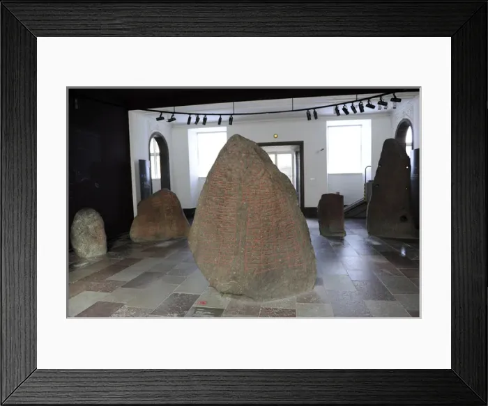 Framed Print : Viking Age. Runestone. Tirsted. 10th century AD. National M Framed Print : Viking Age. Runestone. Tirsted. 10th century AD. National M