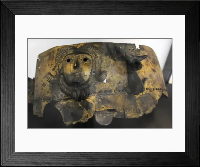 Framed Print : Cauldron of riveted bronze plates hammered thin. Made by Cel Framed Print : Cauldron of riveted bronze plates hammered thin. Made by Cel