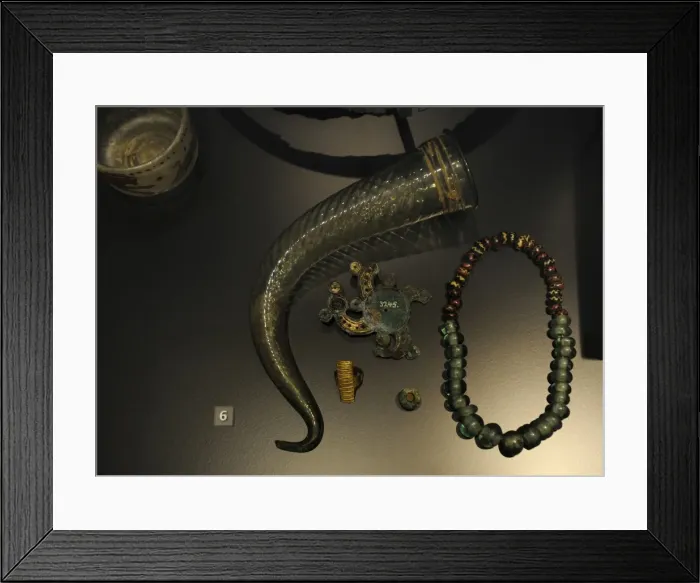 Framed Print : Metal Age. Womans grave 3rd AD. Himlingoje. Grave goods. Na Framed Print : Metal Age. Womans grave 3rd AD. Himlingoje. Grave goods. Na