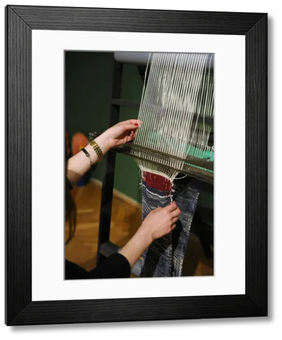 Framed Print : Hand loom. Woman weaving. Hungary Framed Print : Hand loom. Woman weaving. Hungary