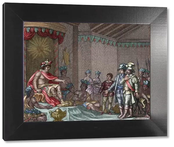 Submission of Atahualpa. Colored engraving, 1807