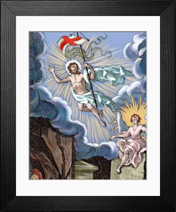Framed Print : Resurrection of Jesus. Colored engraving Framed Print : Resurrection of Jesus. Colored engraving